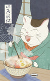 Japanese Mountain Cat Postcard - Ramen Restaurant