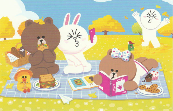 LINE Friends Official Character Postcard - Pinic in the Park