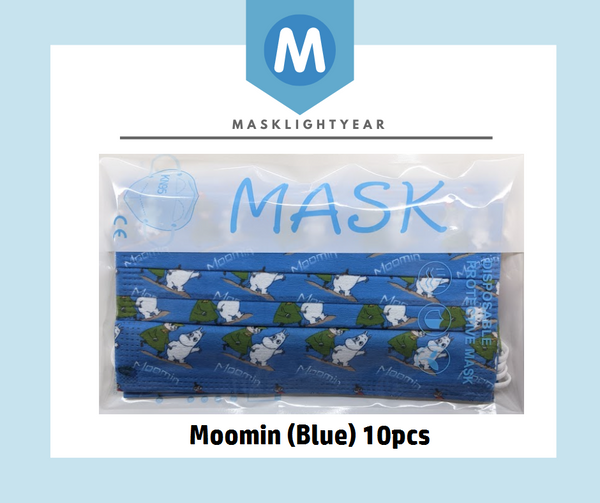 Moomin (Blue) | Adult 3ply disposable single-use face mask (10pcs)