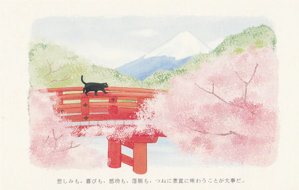 Japan Mt Fuji Sakura Postcard - Japanese Bridge