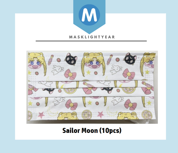 Sailor Moon (White) | Adult 3ply disposable single-use face mask (10pcs)