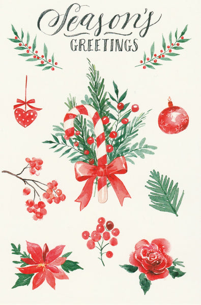 Seasons Greetings Postcard - Christmas Candy Cane