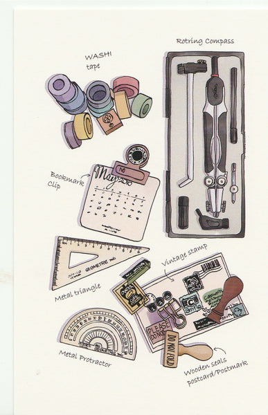 Stationery Illustration Postcard - Mathematical Set
