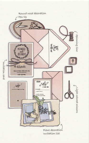 Stationery Illustration Postcard - Wedding Invitation Set