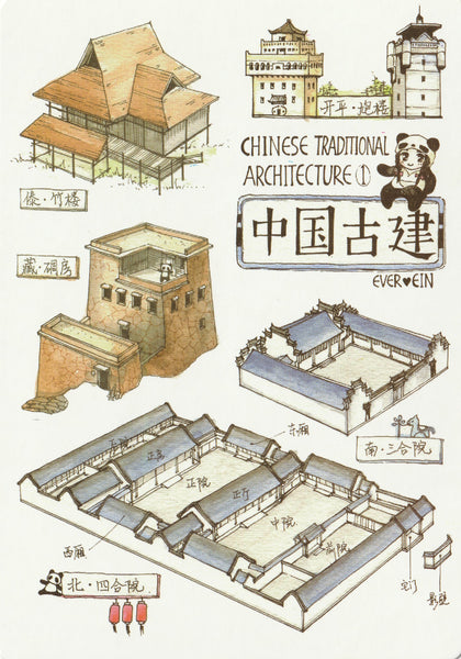 Ever & Ein Postcard - Traditional Series - Chinese Architecture (Buildings)