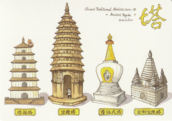 Ever & Ein Postcard - Traditional Series - Chinese Architecture (Pagoda)