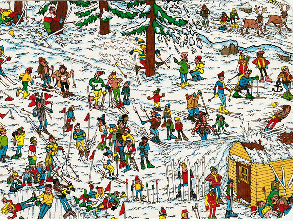 Where's Wally Postcard (BWP02) - Ski Slopes